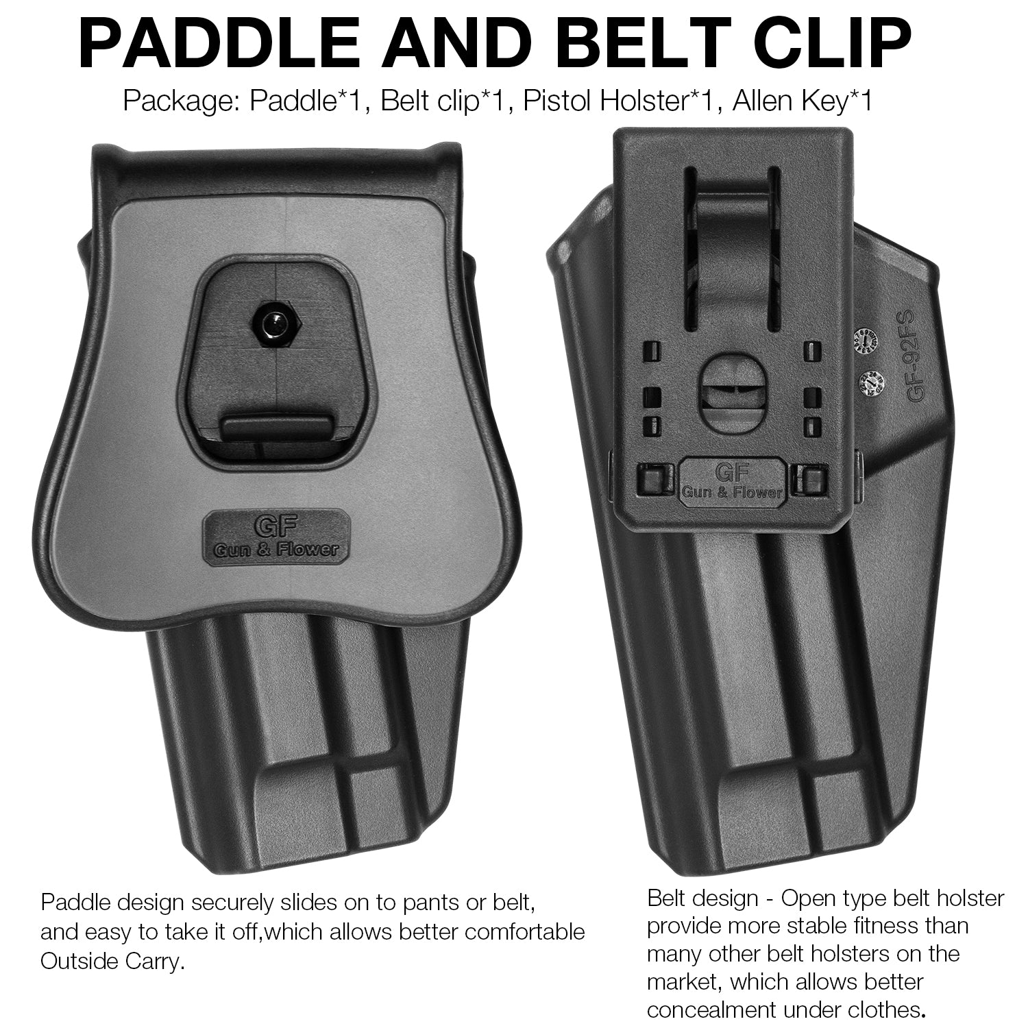 Gun & Flower Polymer OWB Holster Taurus G3 Black Scopes and Barrels