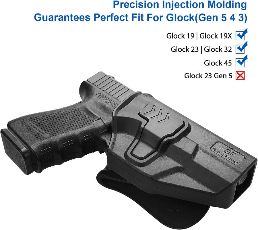 Polymer Paddle OWB Holster + Double Magazine Holder For 1911 Style Pistols - Black, Right Hand