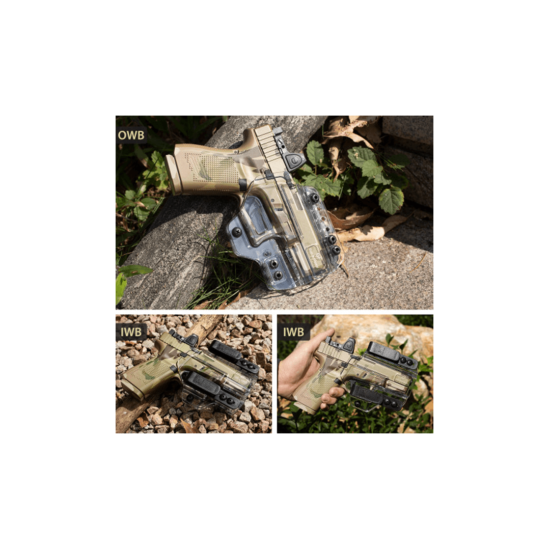 Gun & Flower IWB/OWB Clear Holster for Glock 17/19/19X/22/23/31/32/44/45