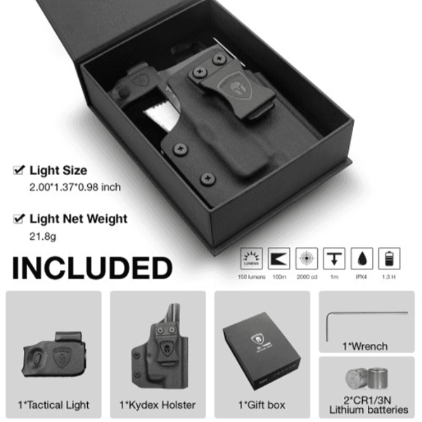 Warriorland Mini Tactical Light with Kydex Holster for Taurus G2C/G3/G