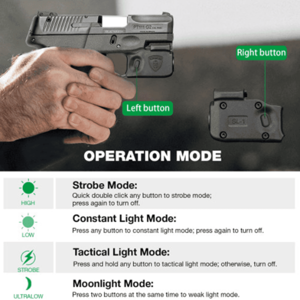 Warriorland Mini Tactical Light with Kydex Holster for Taurus G2C/G3/G