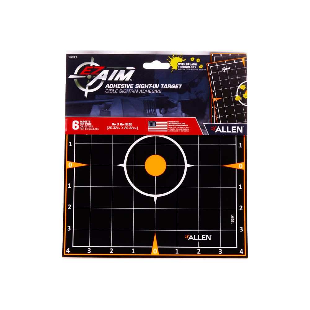 EZ AIM ADHESIVE SPLASH SIGHT-IN GRID 8 X 8, 6 PACK BY ALLEN - Scopes and Barrels