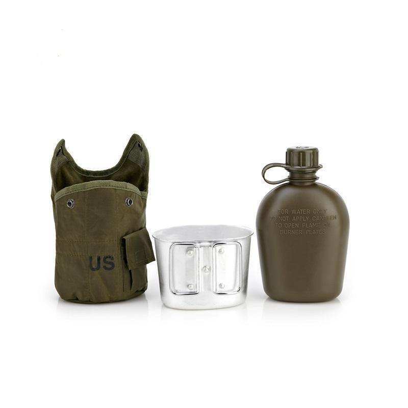 Heavy Cover Water Bottle Aluminum Cooking Cup US 1L Military Canteen Camping 